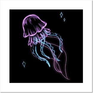 Neon jellyfish Posters and Art